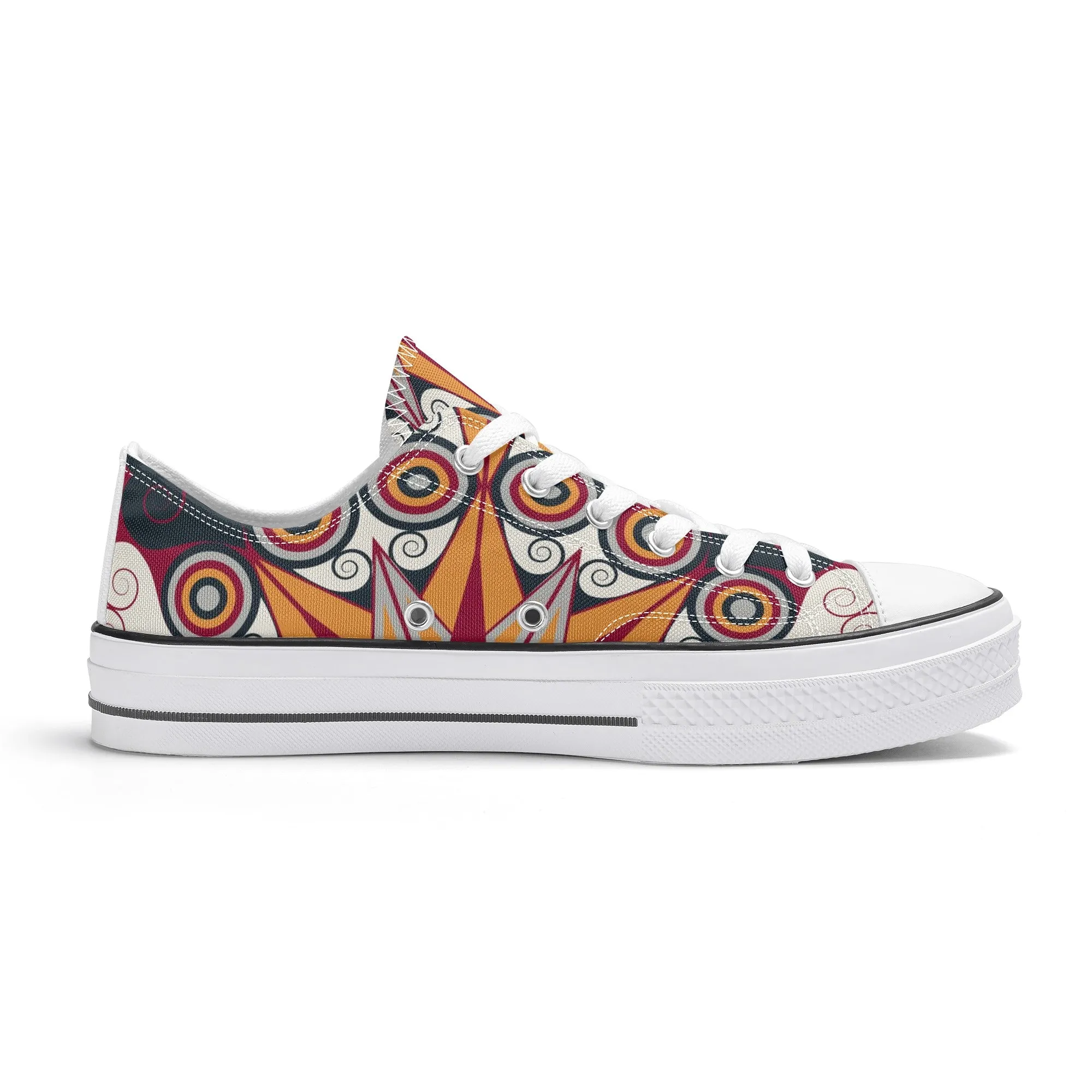Orange, Red and Blue Mandala Pattern - Mens Classic Low Top Canvas Shoes for Footwear Lovers