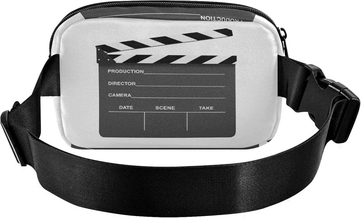 Oyihfvs Black Clapboard on White Background Adjustable Fanny Waist Pack Pouch, Waterproof Runners Sports Waist Pack Wallet for Sports Hiking Fitness Cycling Gym Women Men