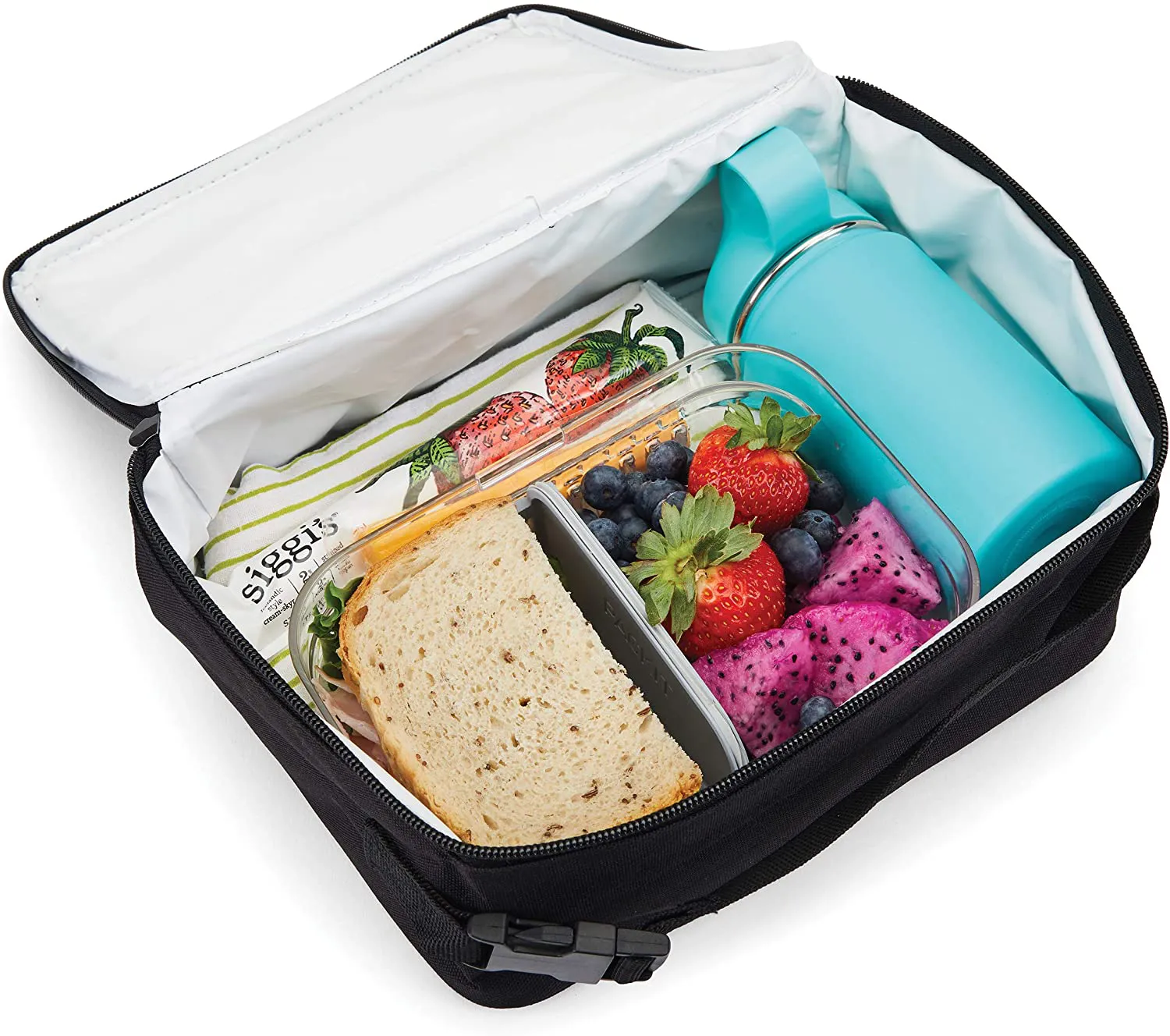 PackIt Freezable Classic Lunch Box, Gray Stripe