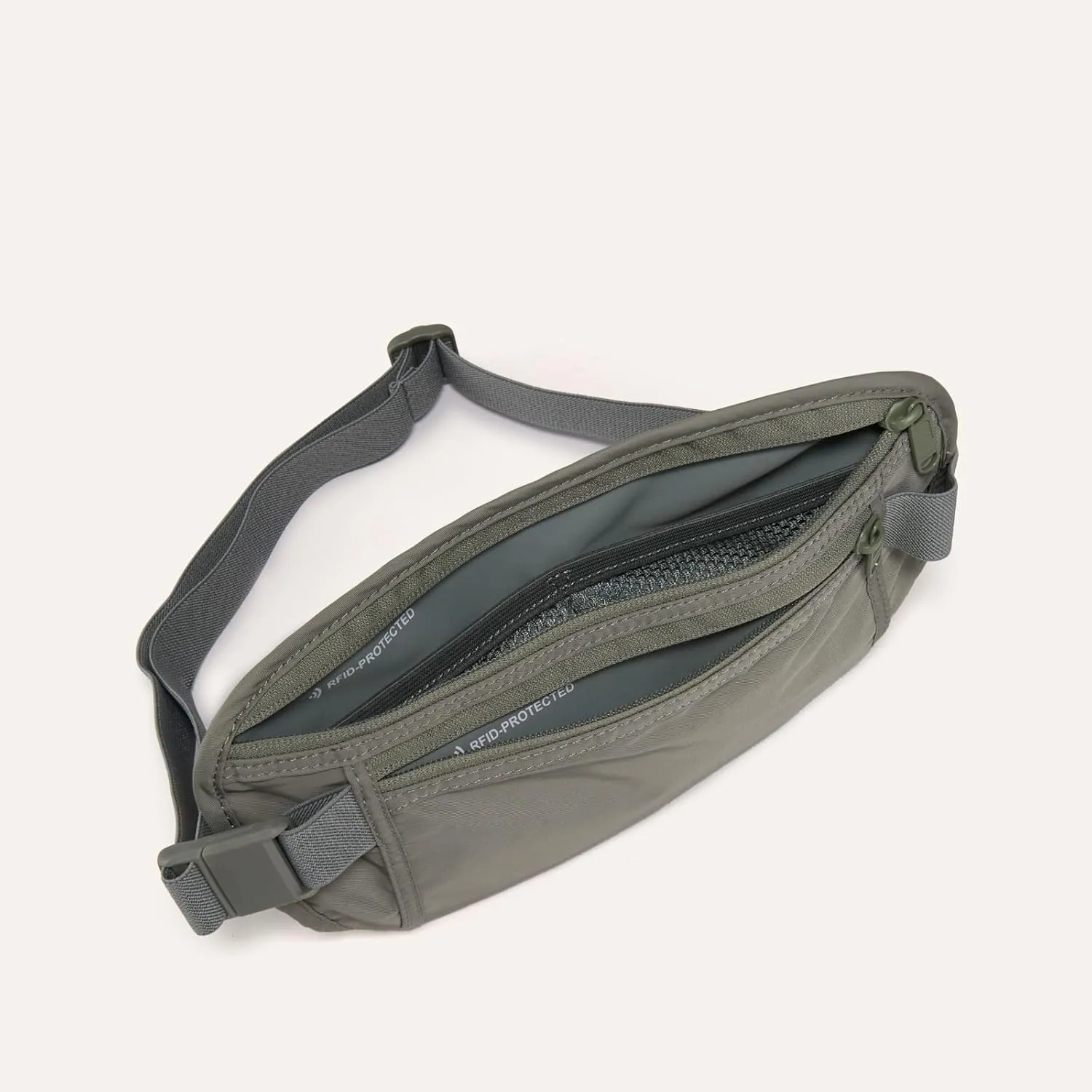 Pander Unisex RFID Anti Theft Waist Pouch Money Belt for Travel, Blocking Hidden Wallet Belt Bag for Women, Protects Your Valuables and Data. (Grey Sage)