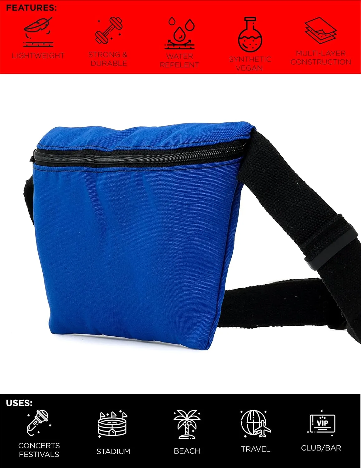 Plus Size Fanny Packs for Women  80s/90s Large Bum Bag  Unisex Crossbody Waist Belt Bag for Travel, Festivals, Sports & Daily Use  Waist Belt Bag for Women | Blue