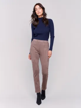 Pull-On Faux Suede Pants - Taupe