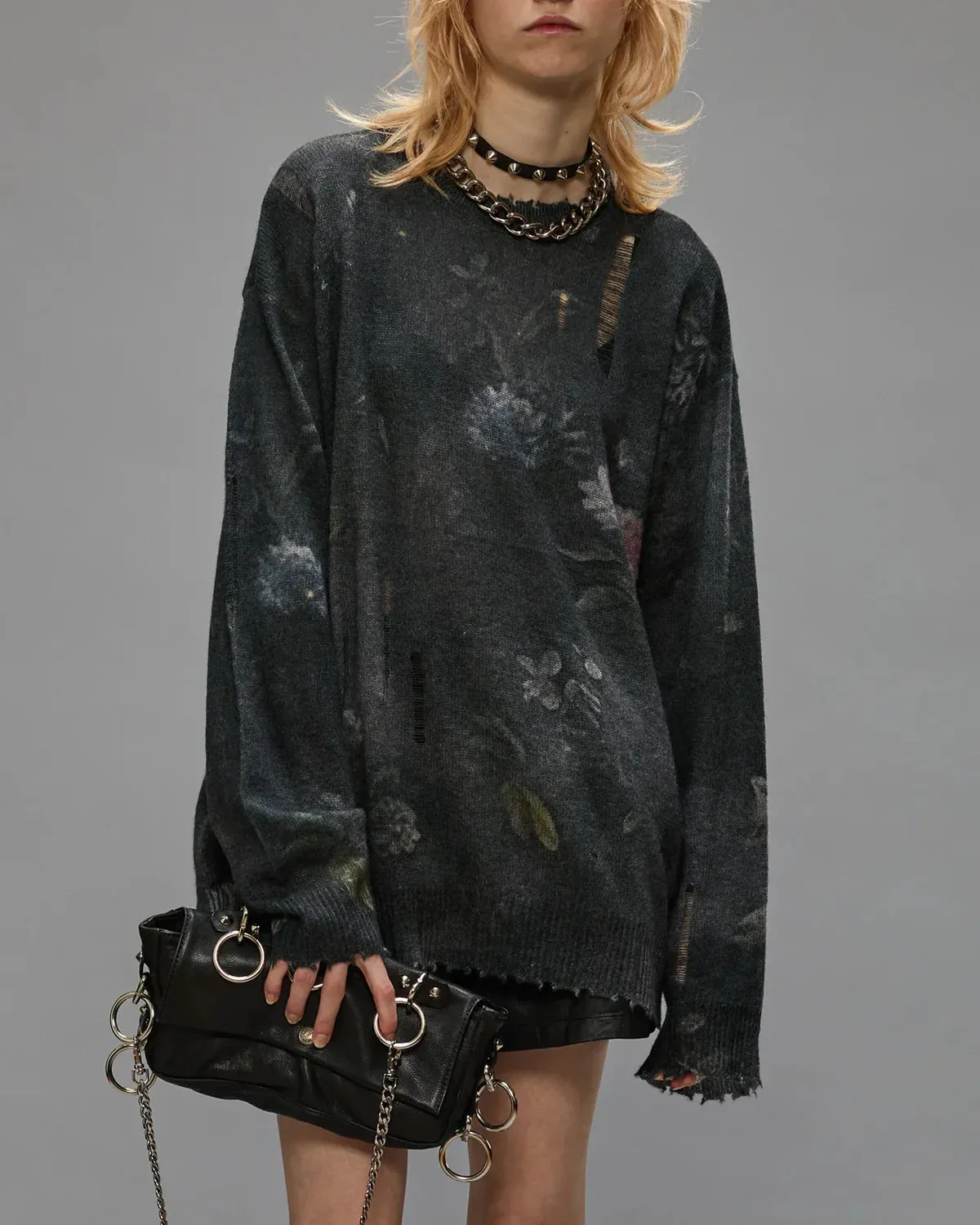 R13WY199Y157A Floral boyfriend sweater