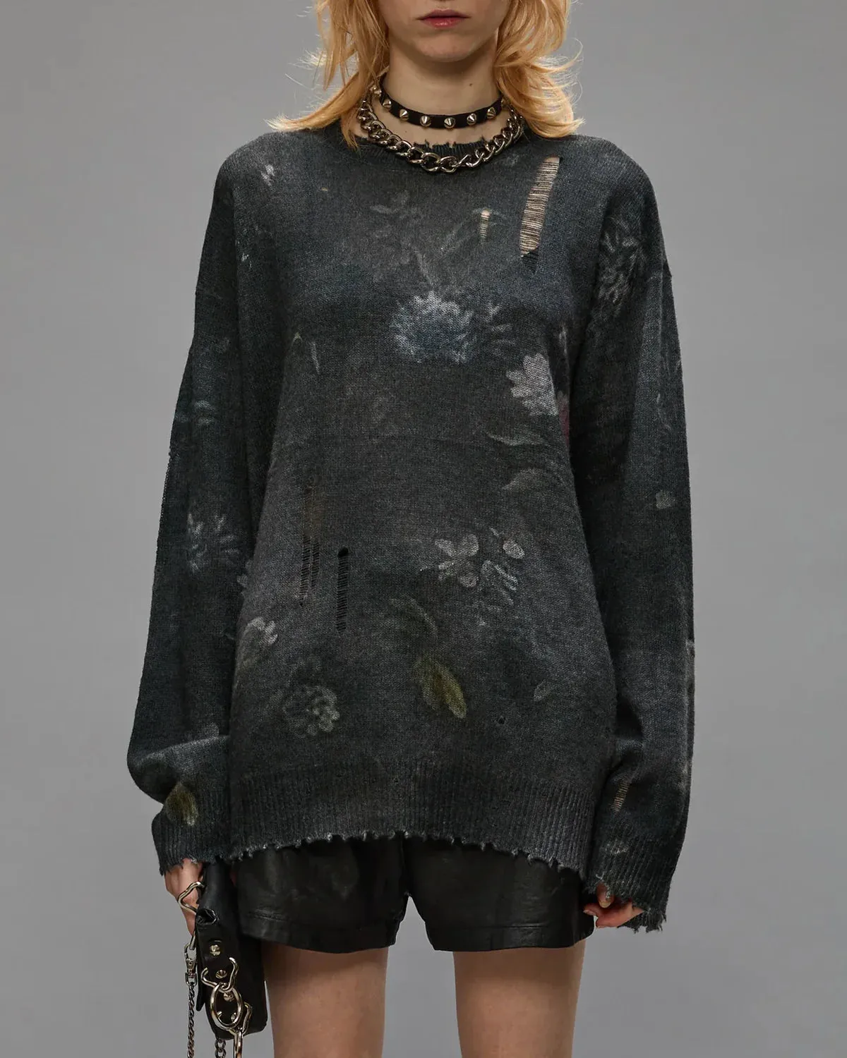 R13WY199Y157A Floral boyfriend sweater