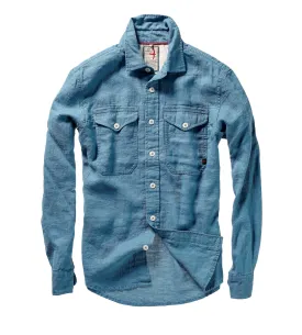 Relwen French Blue Linen Cotton Workshirt