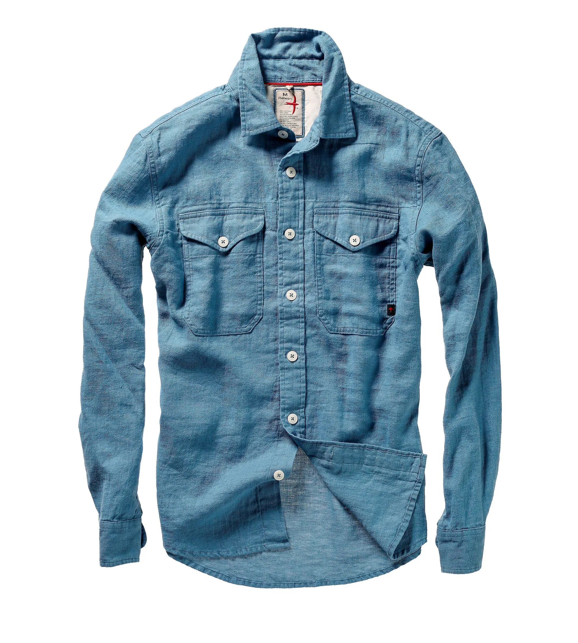 Relwen French Blue Linen Cotton Workshirt