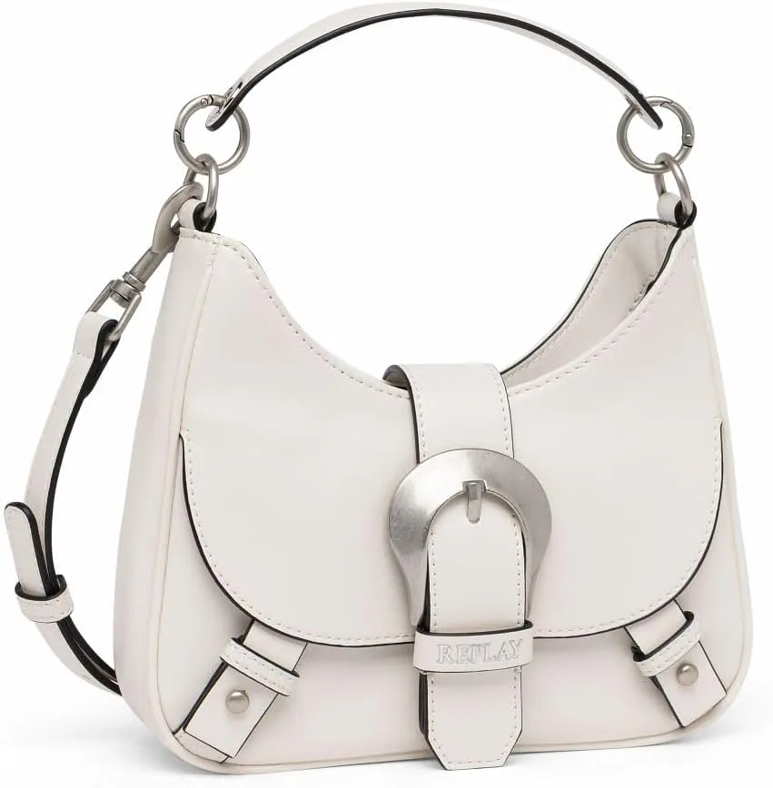 Replay Ladies Faux Leather Shoulder Bag, Dirty White 002, Einheitsgre