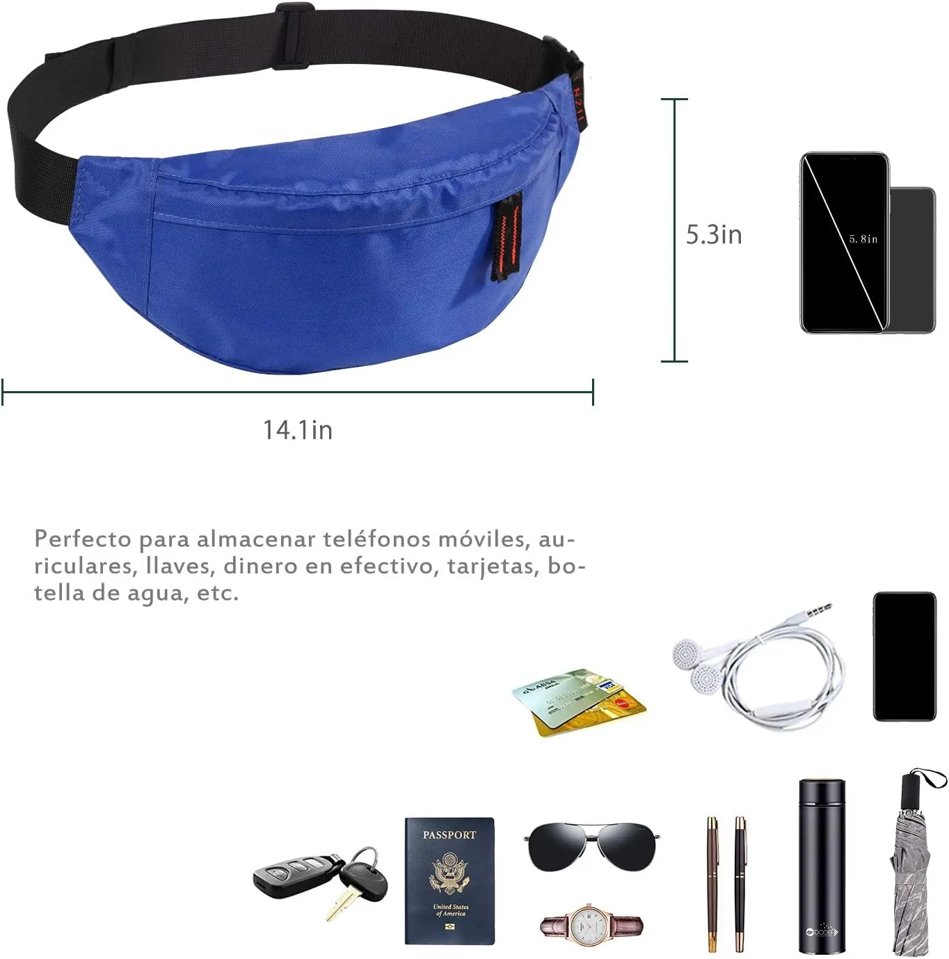Running waist pack,Fanny Pack for Men Women,Lightweight Belt Bag for Travel Sports Hiking(355 Blue)