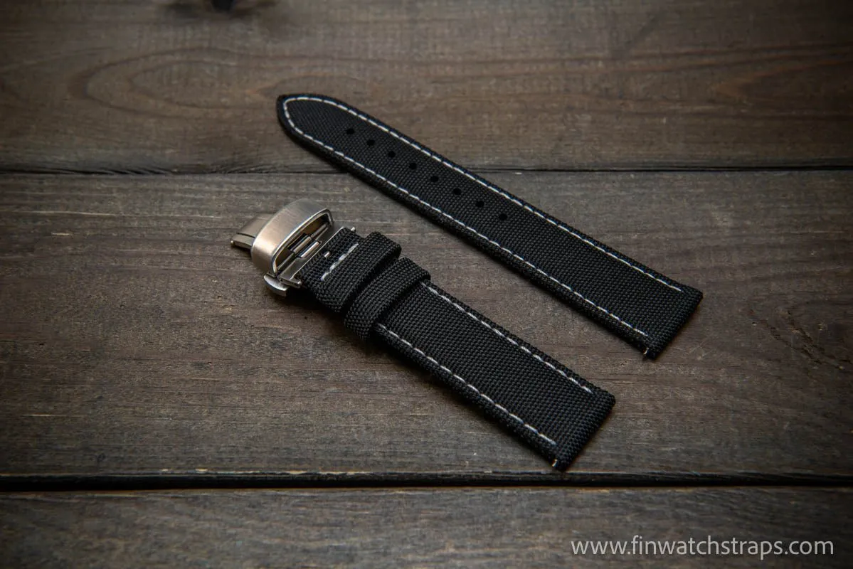Sailcloth waterproof watch strap. Deployment clasp.