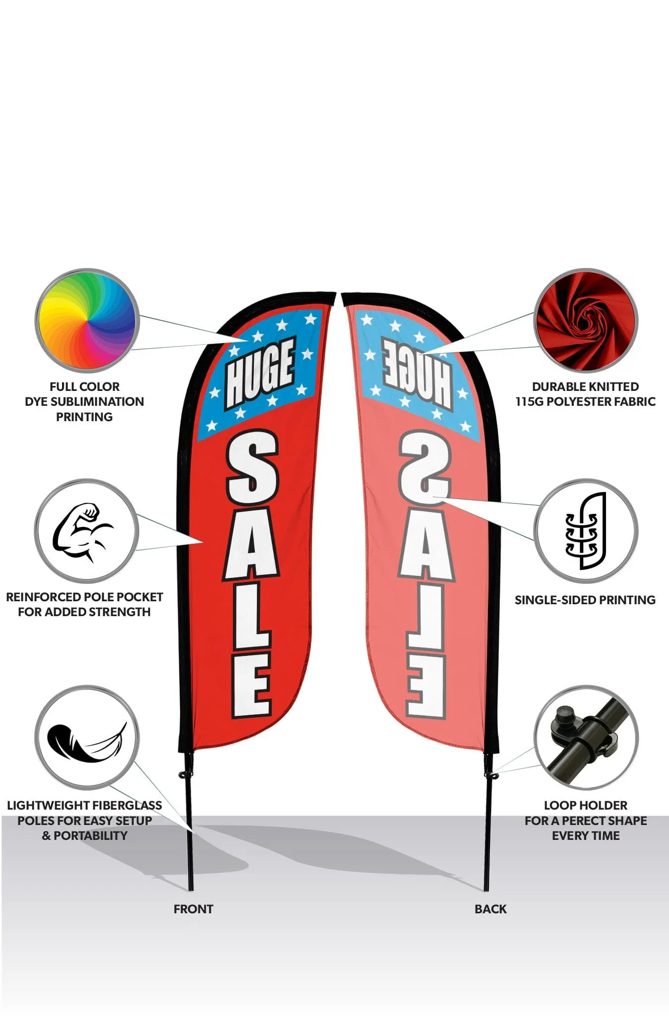 Sale Feather Flag - Variety 3-Pack w/ Ground Spike Pole Set