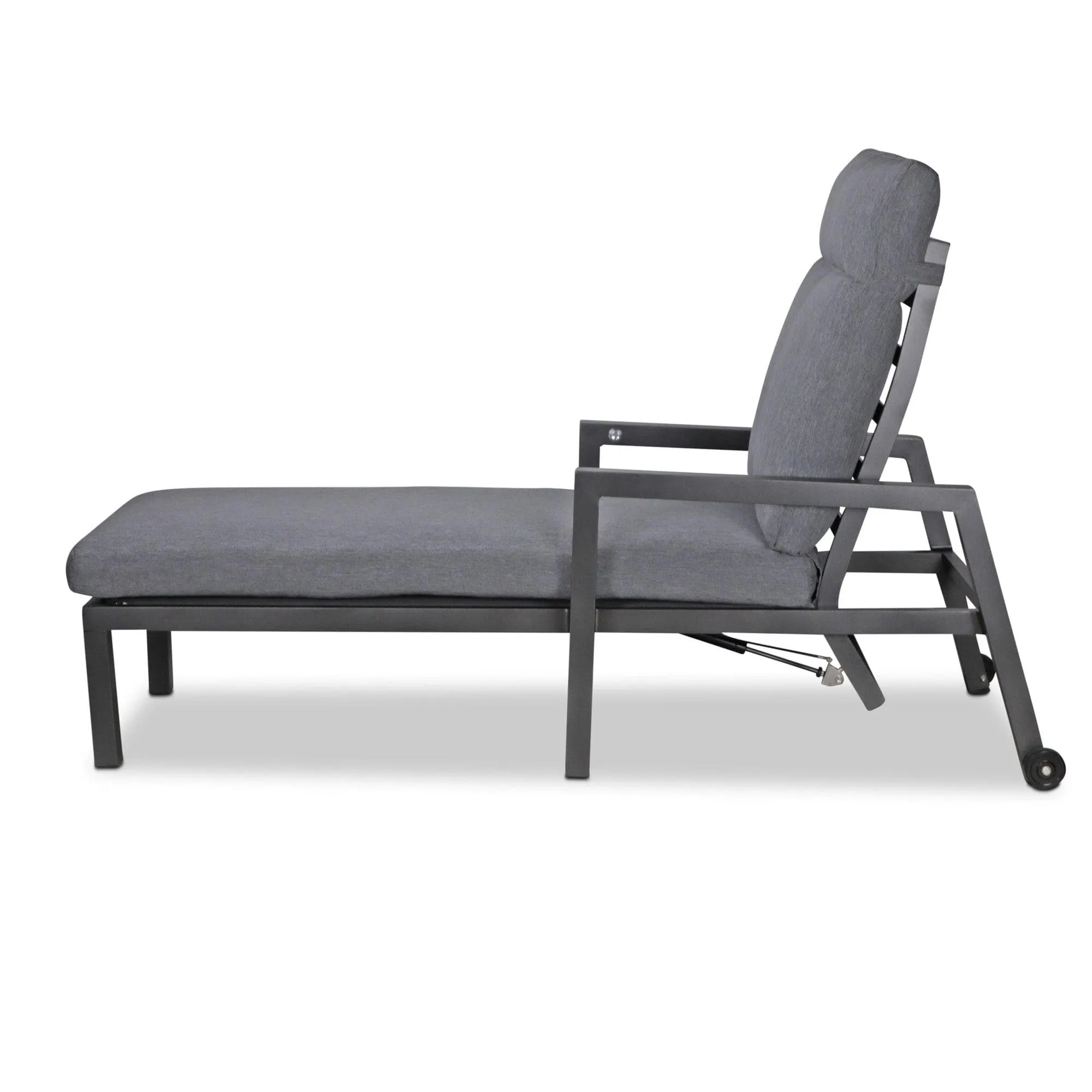 San Sebastian Reclining Sunlounger in Gunmetal and Platinum Olefin Cushions