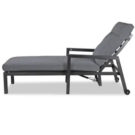 San Sebastian Reclining Sunlounger in Gunmetal and Platinum Olefin Cushions