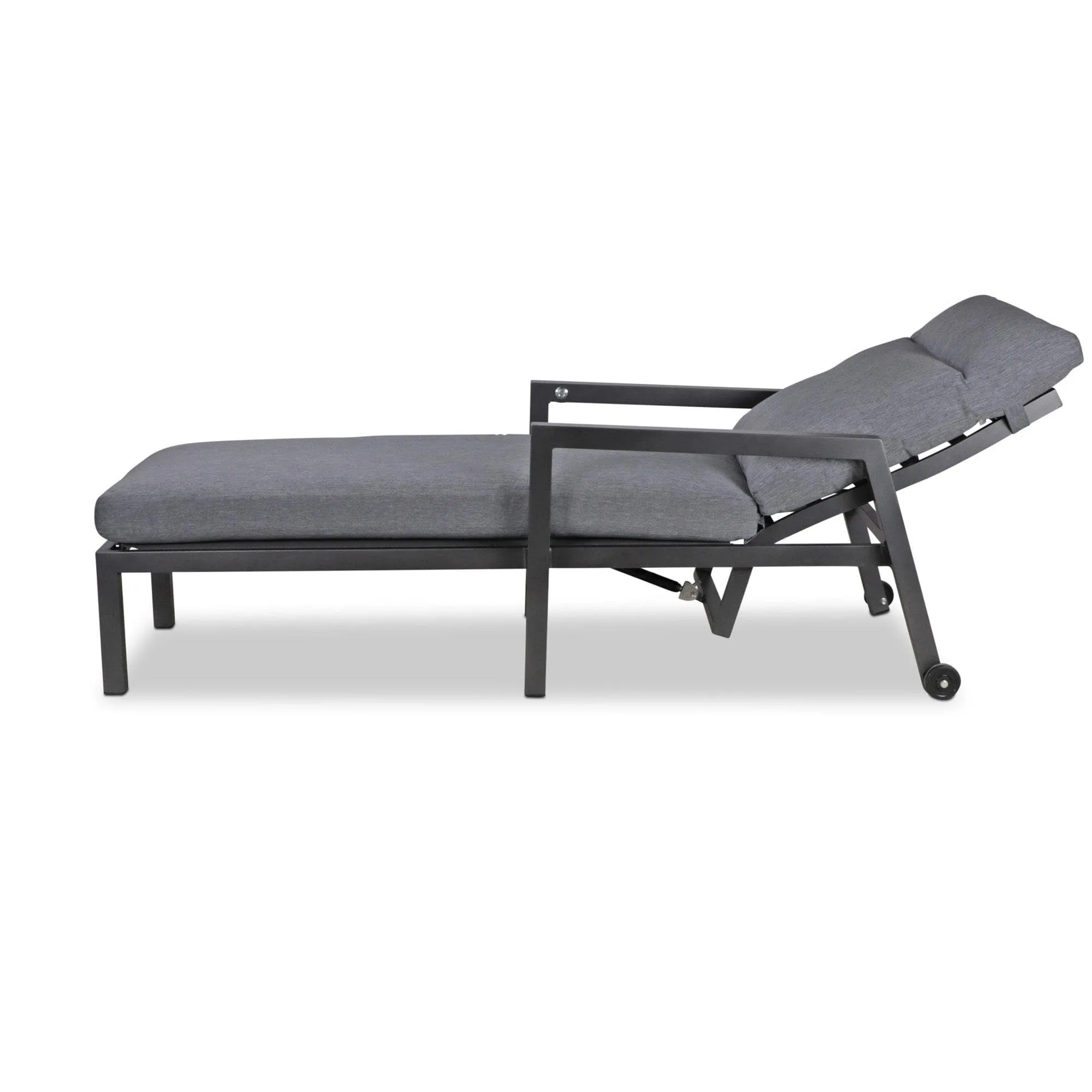 San Sebastian Reclining Sunlounger in Gunmetal and Platinum Olefin Cushions