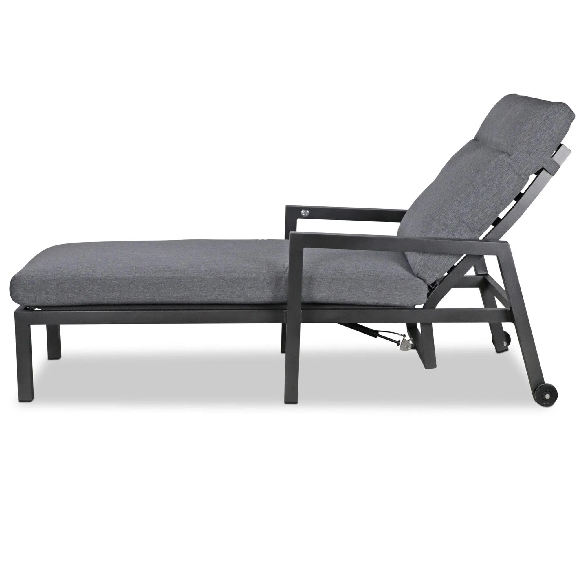 San Sebastian Reclining Sunlounger in Gunmetal and Platinum Olefin Cushions