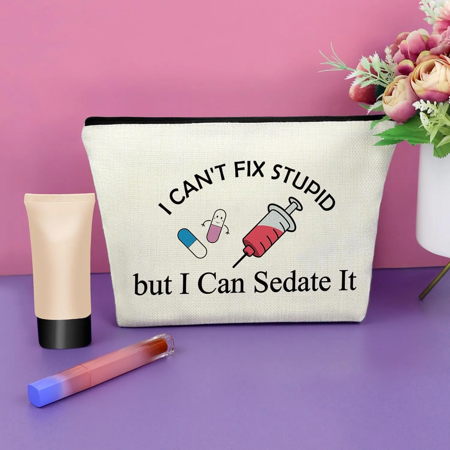 Sazuwu Funny Nurse Gifts Makeup Bag Nurse Appreciation Graduation Gift Ideas for Rn, Np Co-Workers Nurse Practitioner Christmas Birthday Present