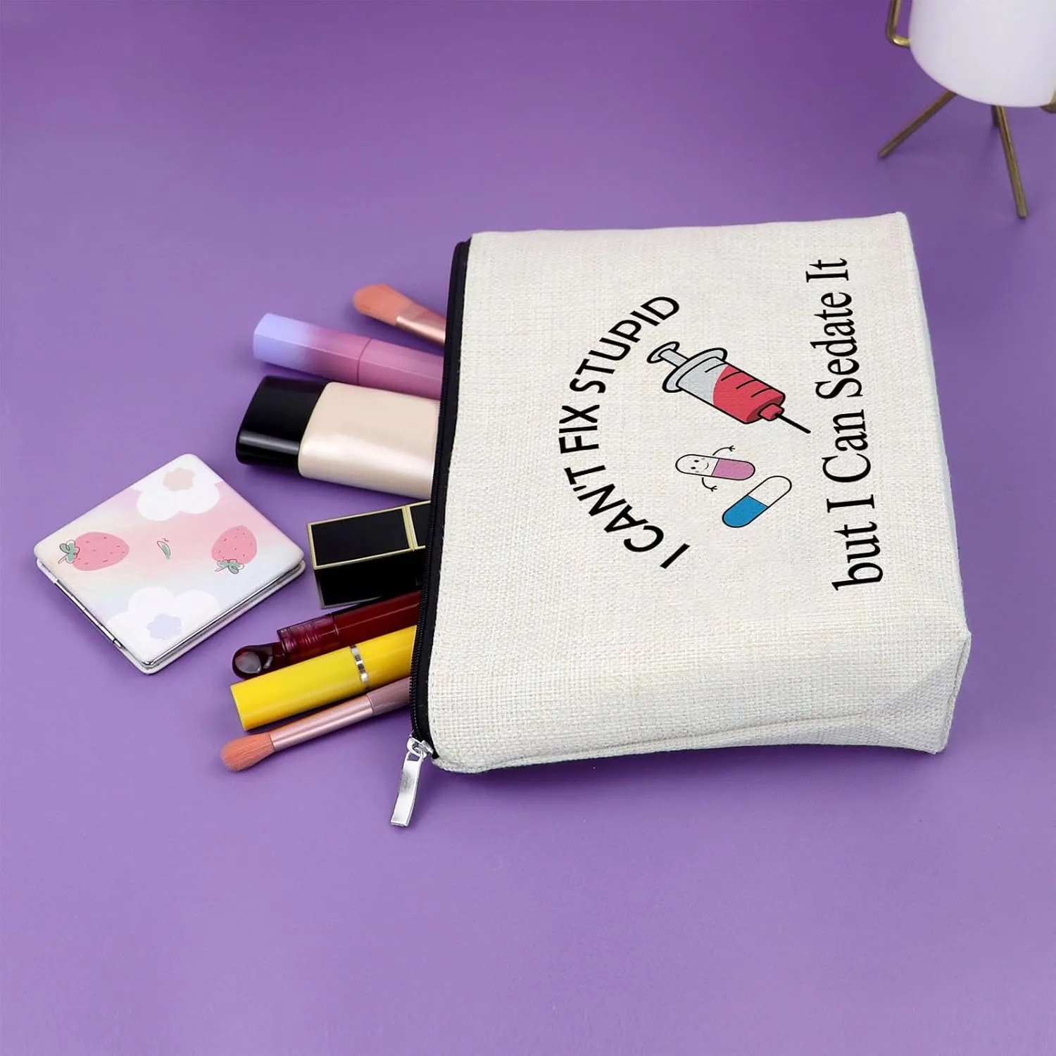 Sazuwu Funny Nurse Gifts Makeup Bag Nurse Appreciation Graduation Gift Ideas for Rn, Np Co-Workers Nurse Practitioner Christmas Birthday Present