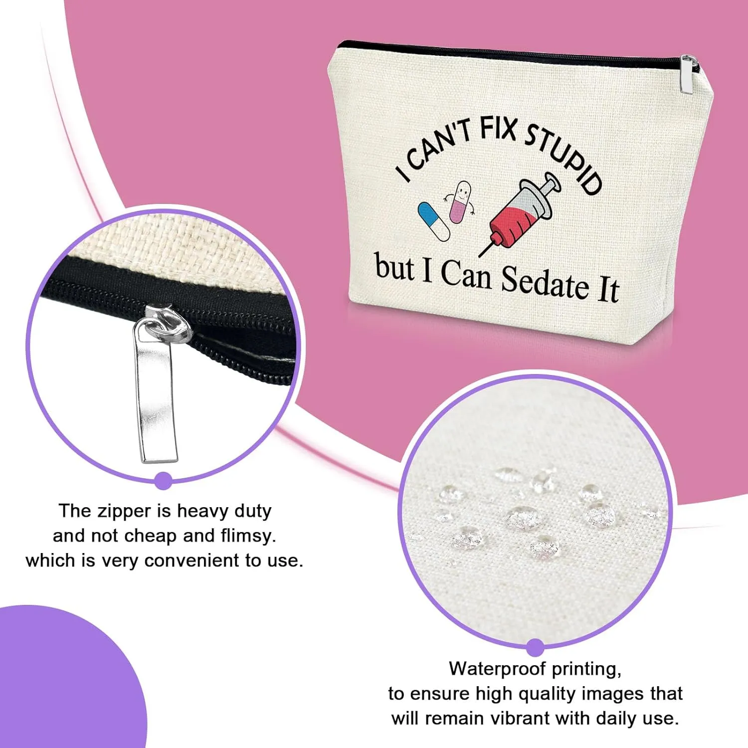 Sazuwu Funny Nurse Gifts Makeup Bag Nurse Appreciation Graduation Gift Ideas for Rn, Np Co-Workers Nurse Practitioner Christmas Birthday Present