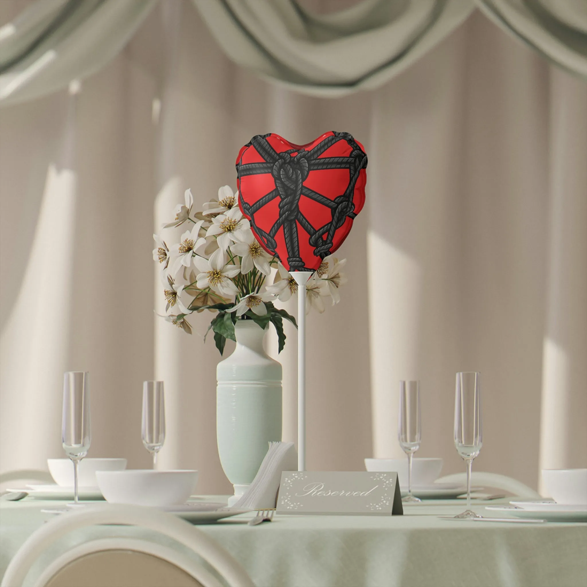 Shibari Heart-shaped 6" Red And Black Balloon