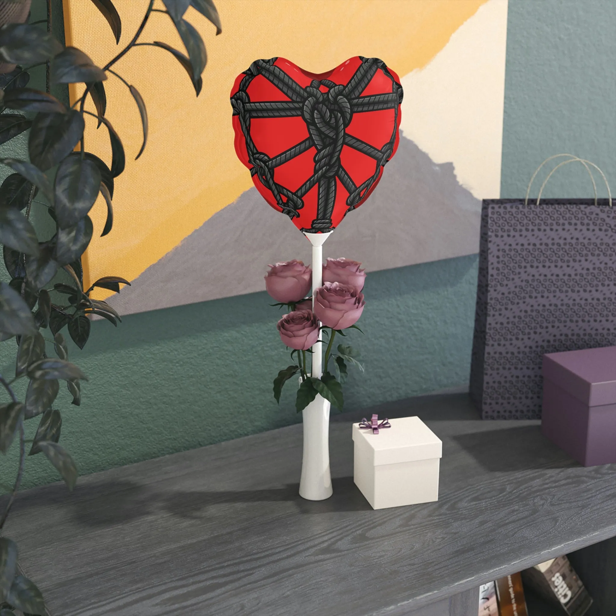 Shibari Heart-shaped 6" Red And Black Balloon
