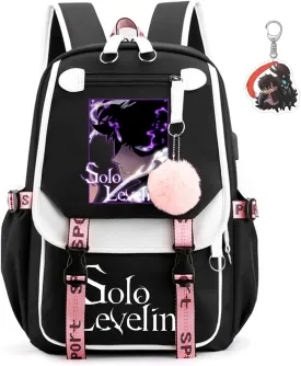 Solo Leveling Backpack Men Women Unisex Sung Jinwoo Rucksack Igris Anime Backpacks (B07-)