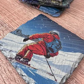 Sport Slate Coasters - Skiing