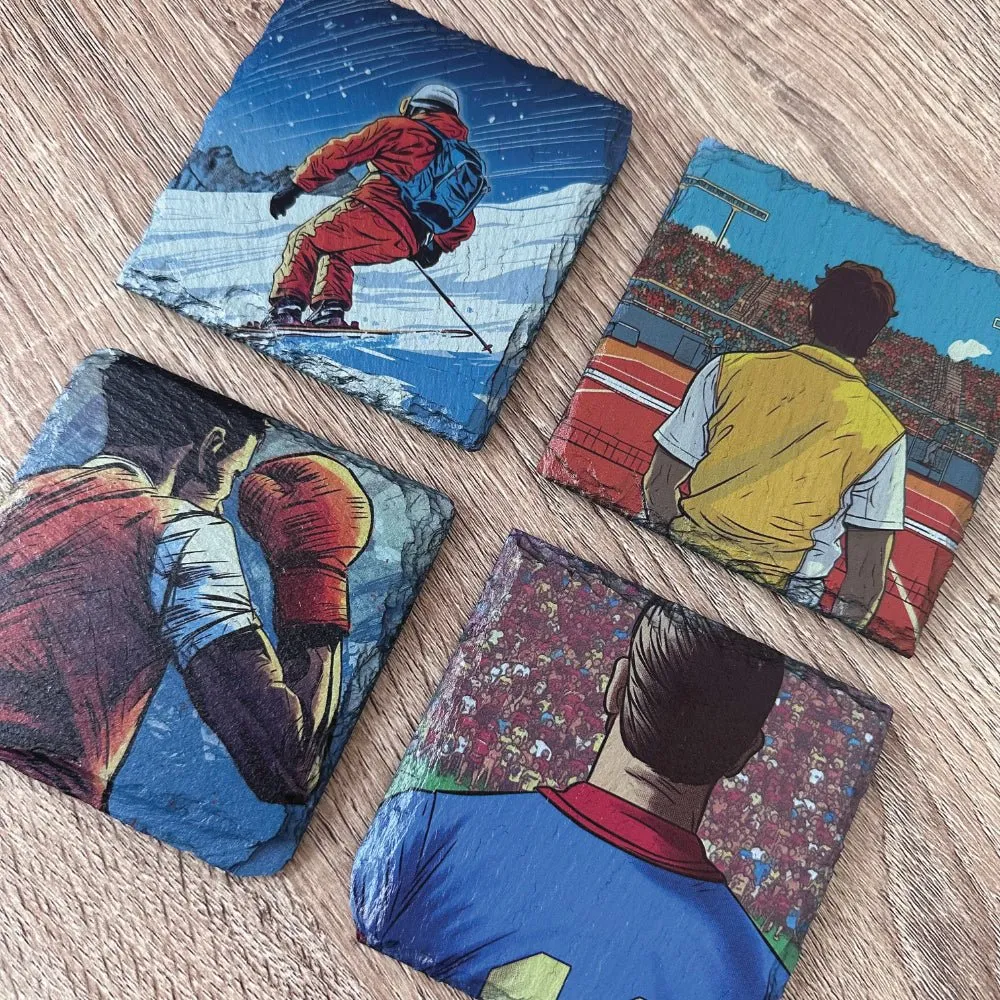 Sport Slate Coasters - Skiing
