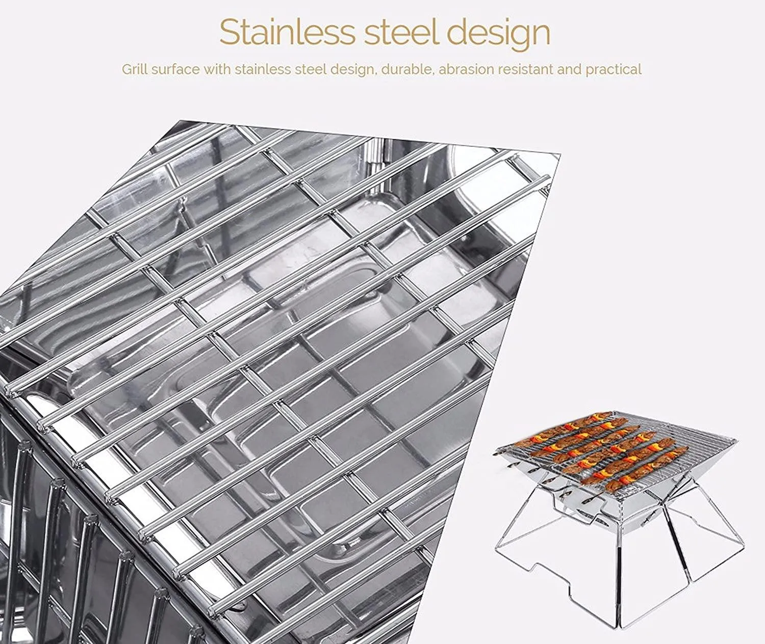Stainless Steel Portable Camping Charcoal BBQ Grill