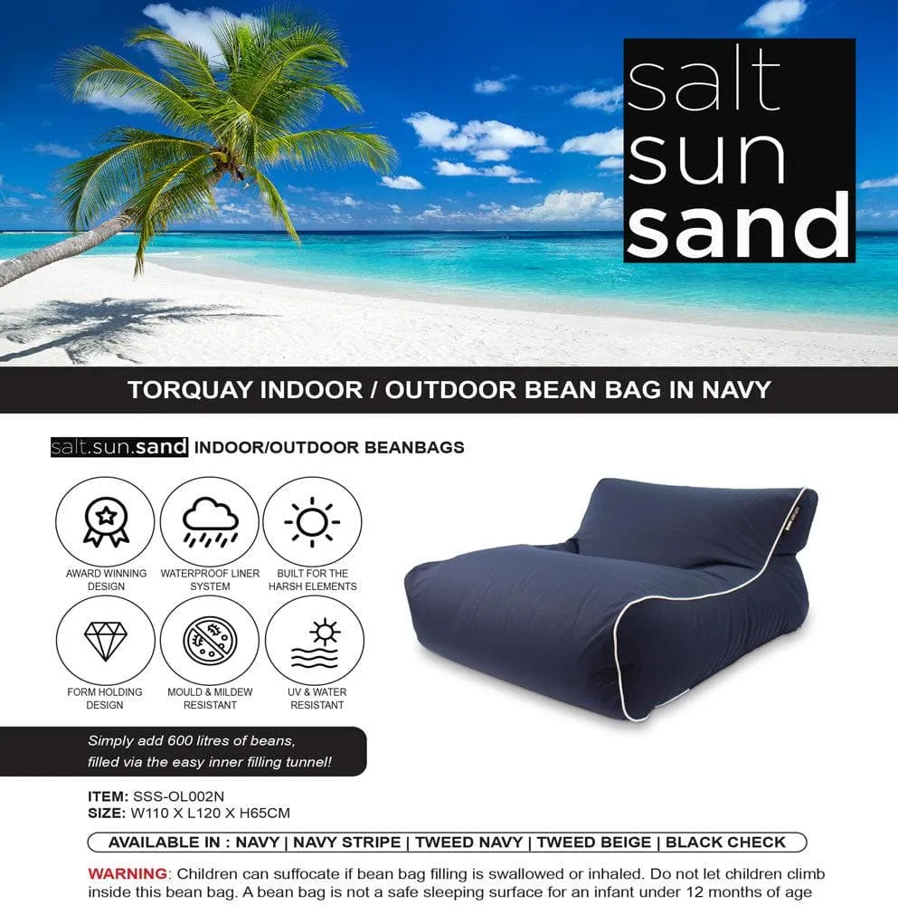 Torquay Indoor/Outdoor Bean Bag in Navy