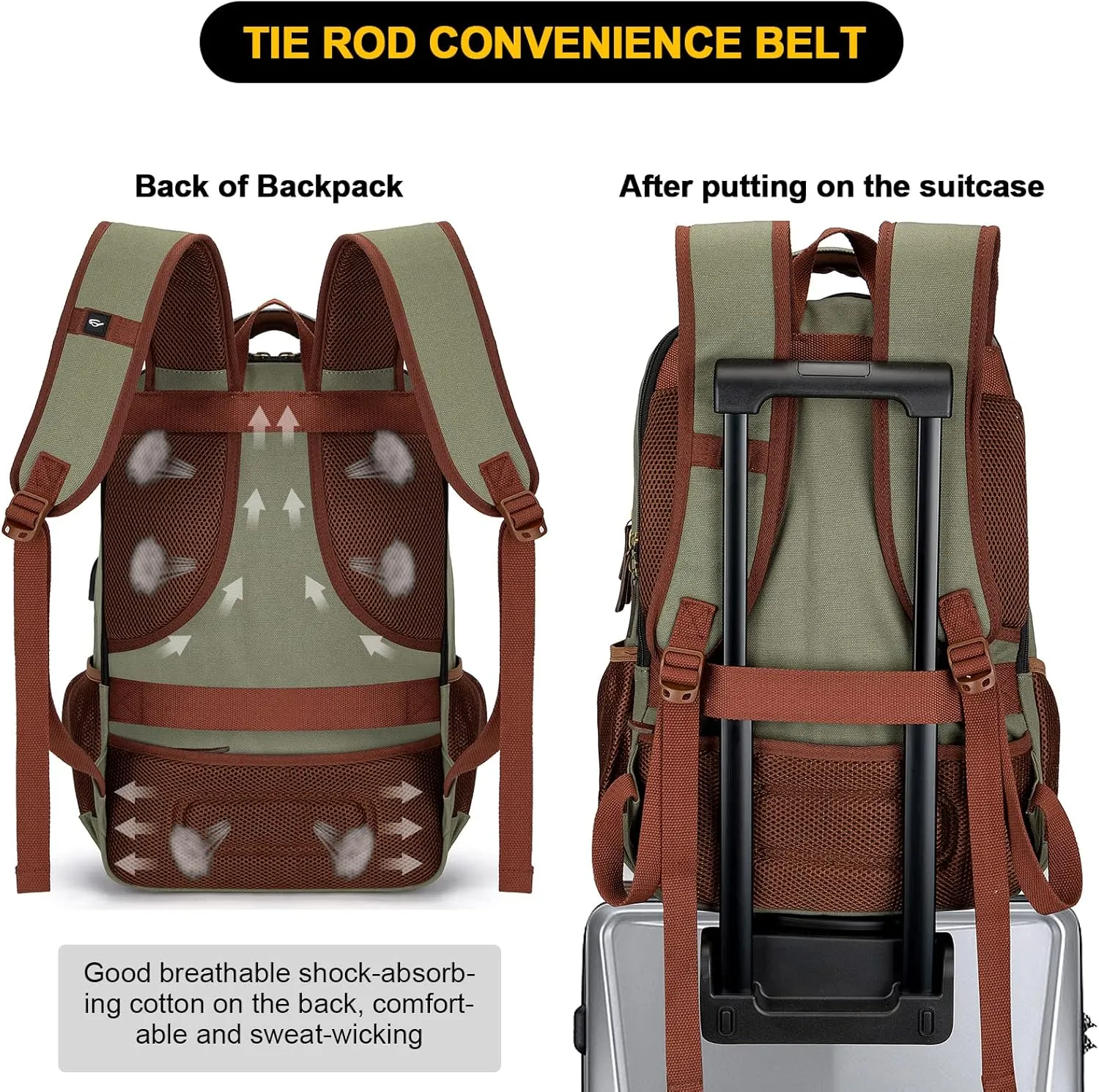 Tzowla Canvas Laptop Backpack, Bag for Men Women,Travel Work Rucksack Fits 17.3 Inch Laptop, Bookbag with USB Charging Port