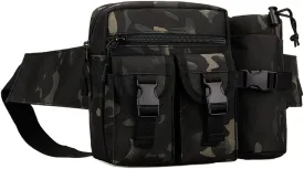 UNISTRENGH Tactical Fanny Packs Pouch With Water Bottle Pocket Holder Waterproof Molle Waist Pack Hip Belt Bag (Black camouflage)
