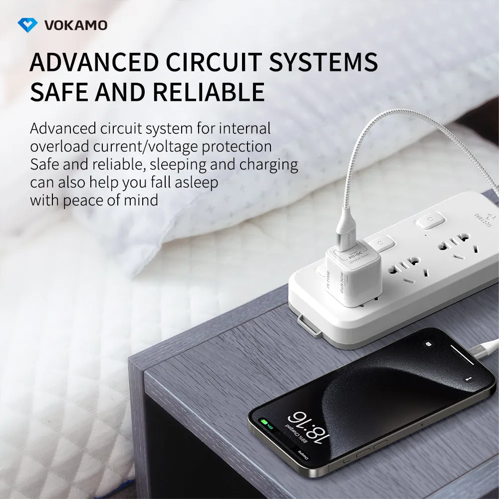 USB C GaN Charger 30W, VOKAMO Mini Type-C Fast Charger (Cable Not Included)