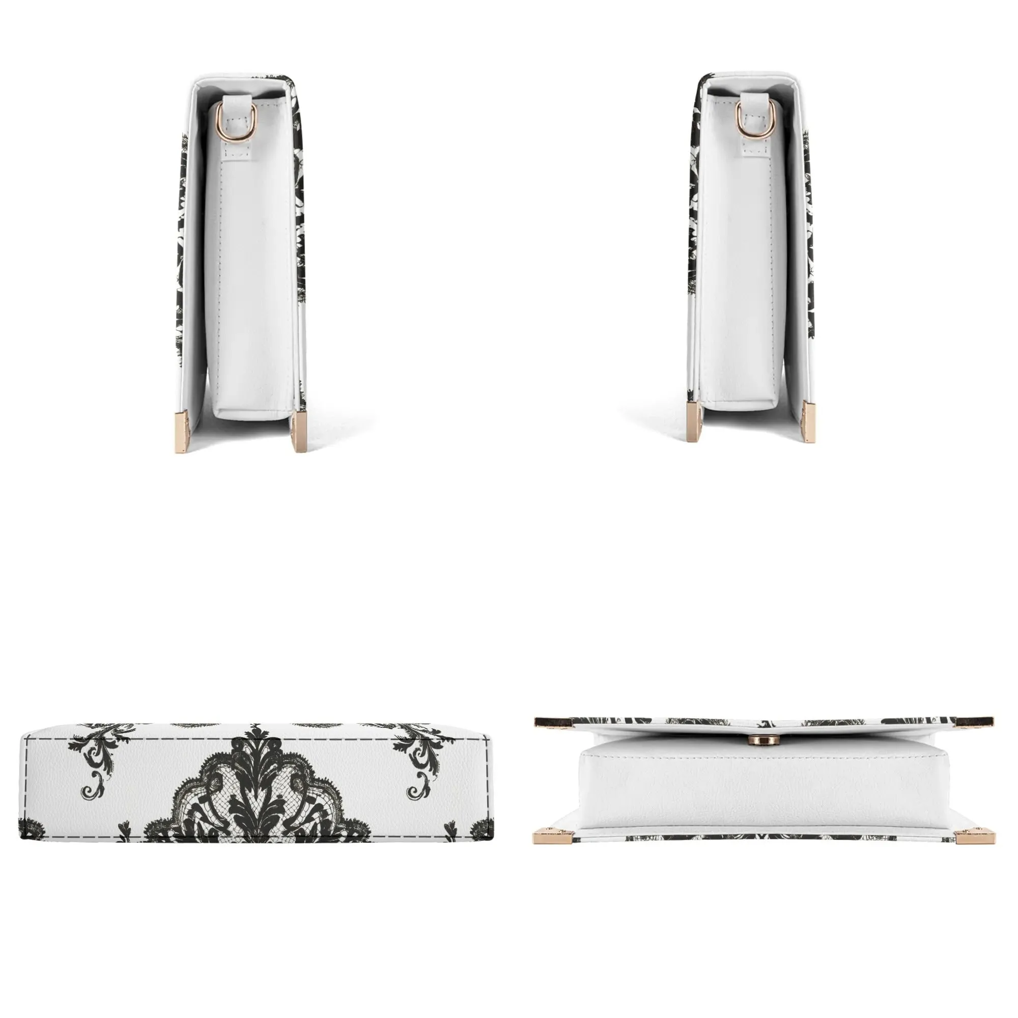 Vampire Art Dark Academia Book Cover Crossbody Bag - Black and White Goth Damask
