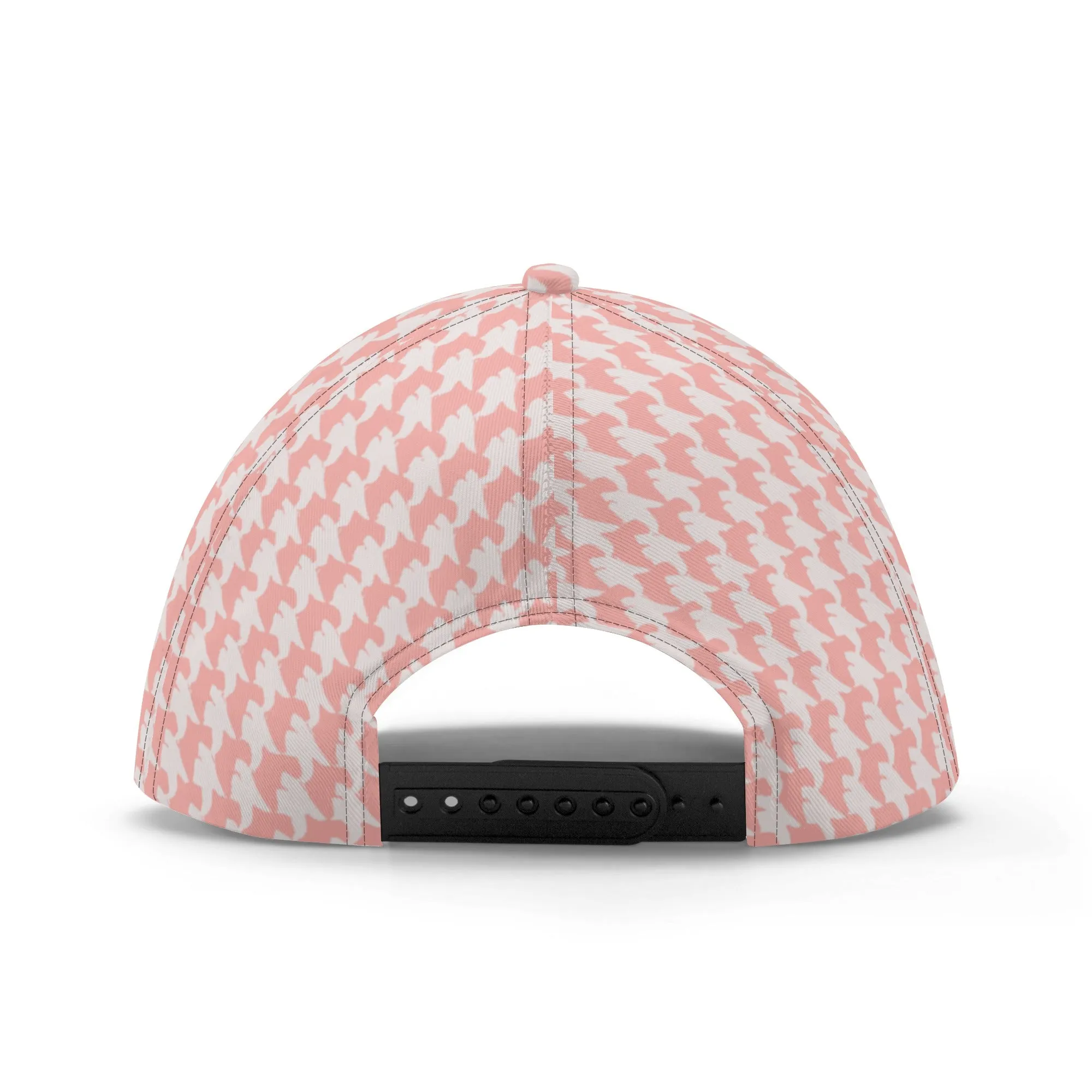 Vampire Art Dark Academia Pink and White Houndstooth Vintage Windowpane Baseball Cap