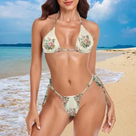 Vampire Art Glam Halter String Bikini Swimsuit Set - Classic Retro Roses