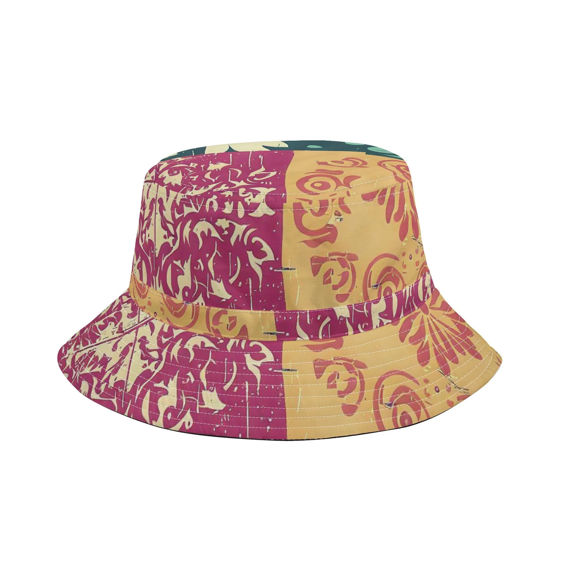 Vampire Art Grunge Unisex Bucket Fisherman's Hat - Seattle Colourful Patchwork with Adjustable String