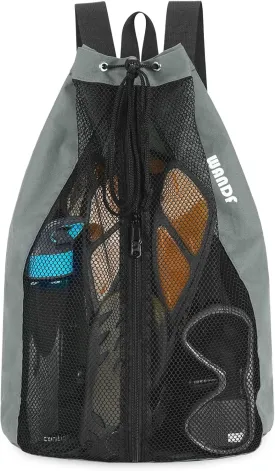 WANDF Swim Bag Mesh Drawstring Backpack Beach Backpack for Swimming, Gym, and Workout Gear