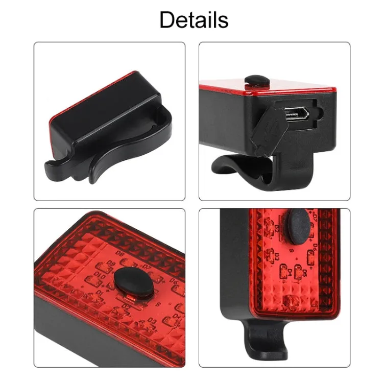 WEST BIKING Bike USB Warning Tail Light Night Riding Helmet Light(Red)