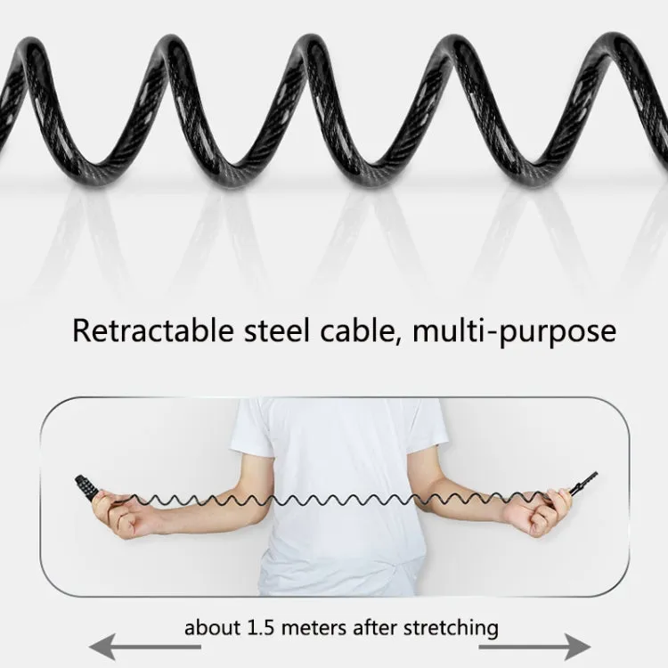 WEST BIKING YP0705063 Bicycle Lock Motorcycle Helmet Lock Anti-Theft Password Cable Lock(Black)