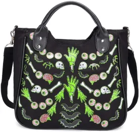 Women Fashion Rivet Handbag Purse Luminous Canvas Punk Tote with Shoulder Strap Crossbody Bag Large Capacity