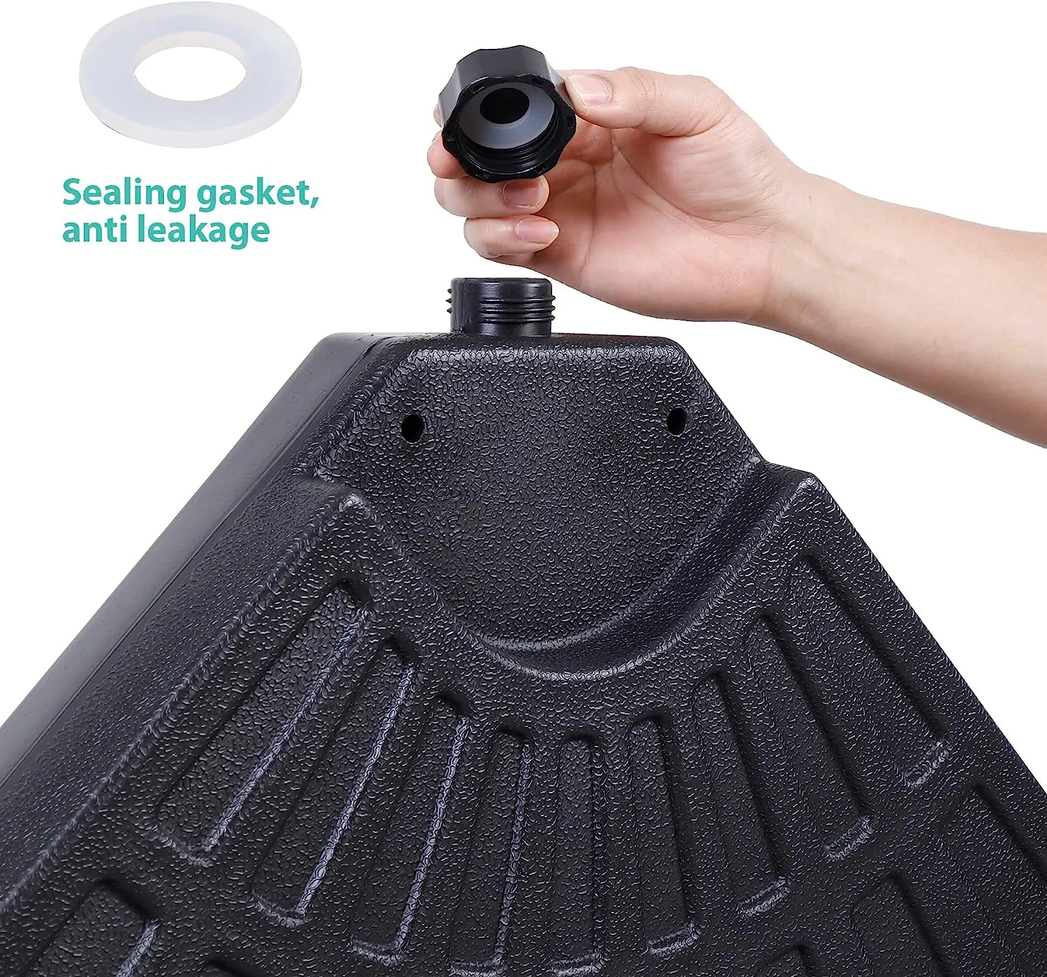 ZENY™ 4-Piece Cantilever Offset Patio Umbrella Base, Heavy Duty Water or Sand Filled Round Umbrella Stand with Carry Handles for Garden, Backyard and Poolside Black