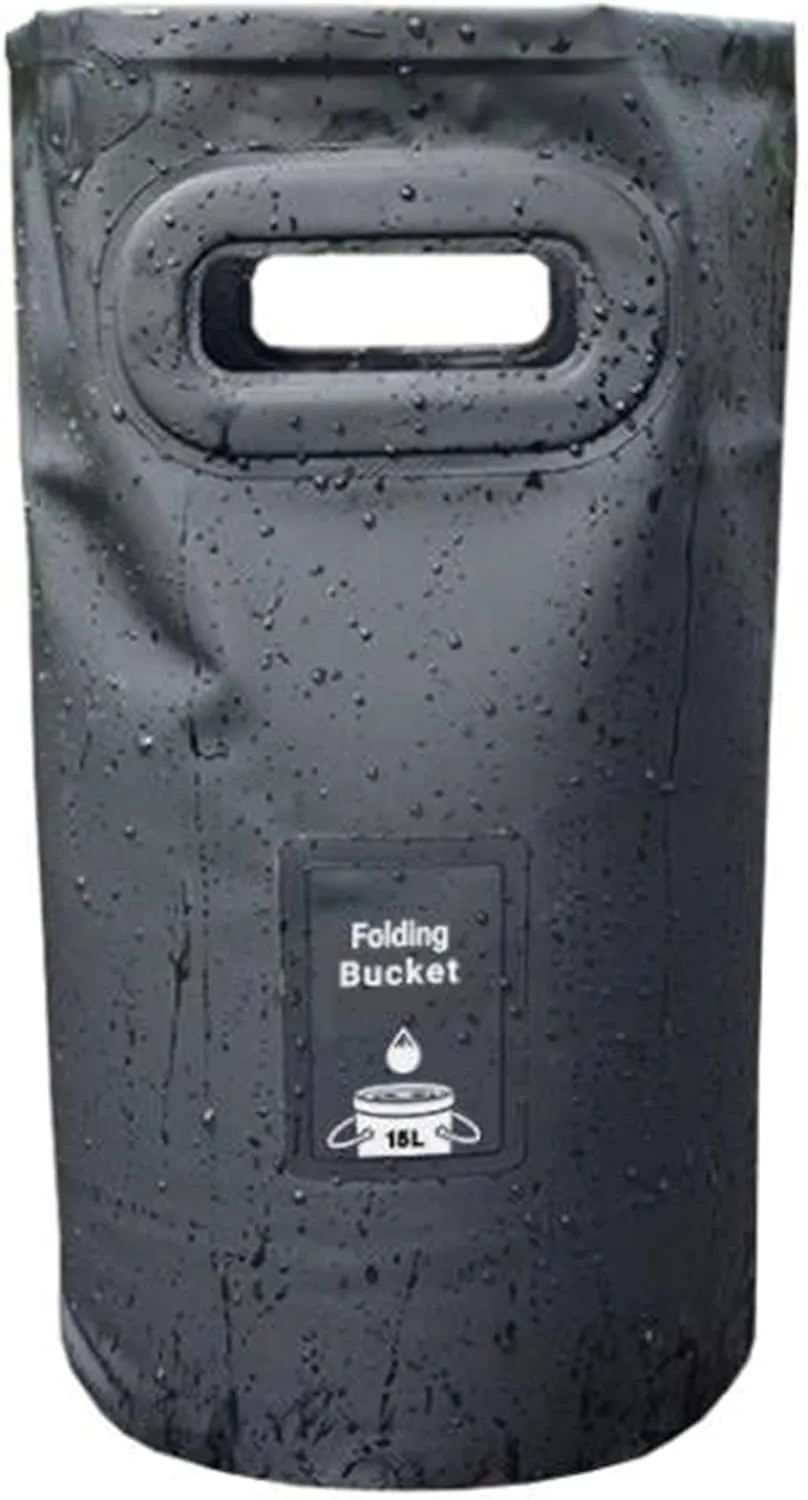 ZNZ 4 Gallon (15L) Foldable Water Bucket, Collapsible One-Piece Portable and Sturdy Handheld Water Storage Bags for Camping, Fishing, Boating, Picnic, Hiking, Backpacking, Ice Bucket, Car Washing